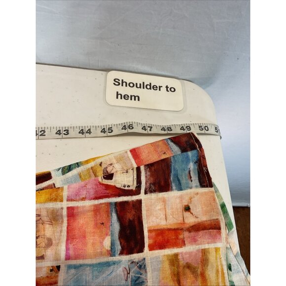 ROAME Raphia V Neck Midi Linen Dress Casablanca Print size 1 US SM - Picture 9 of 12